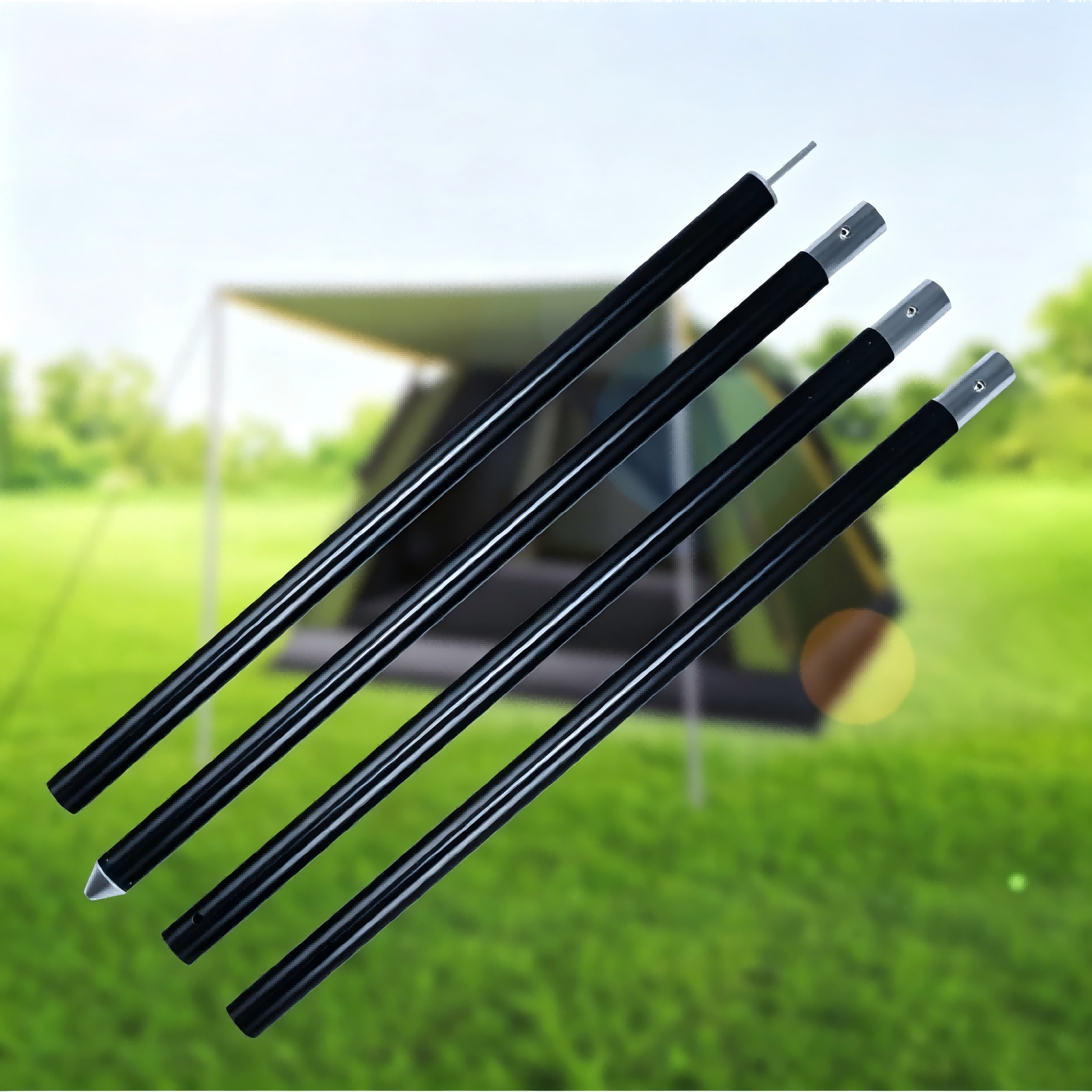 Black Anodized 4-Section Aluminum Canopy Pole