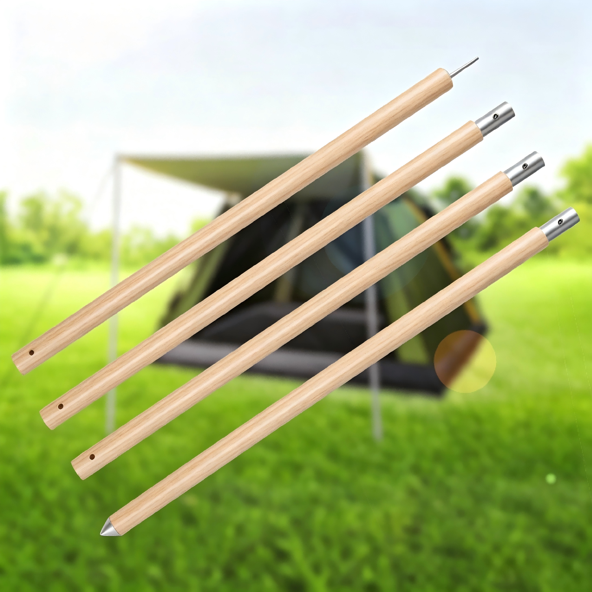 Wood Grain Transfer 4-Section Aluminum Canopy Pole