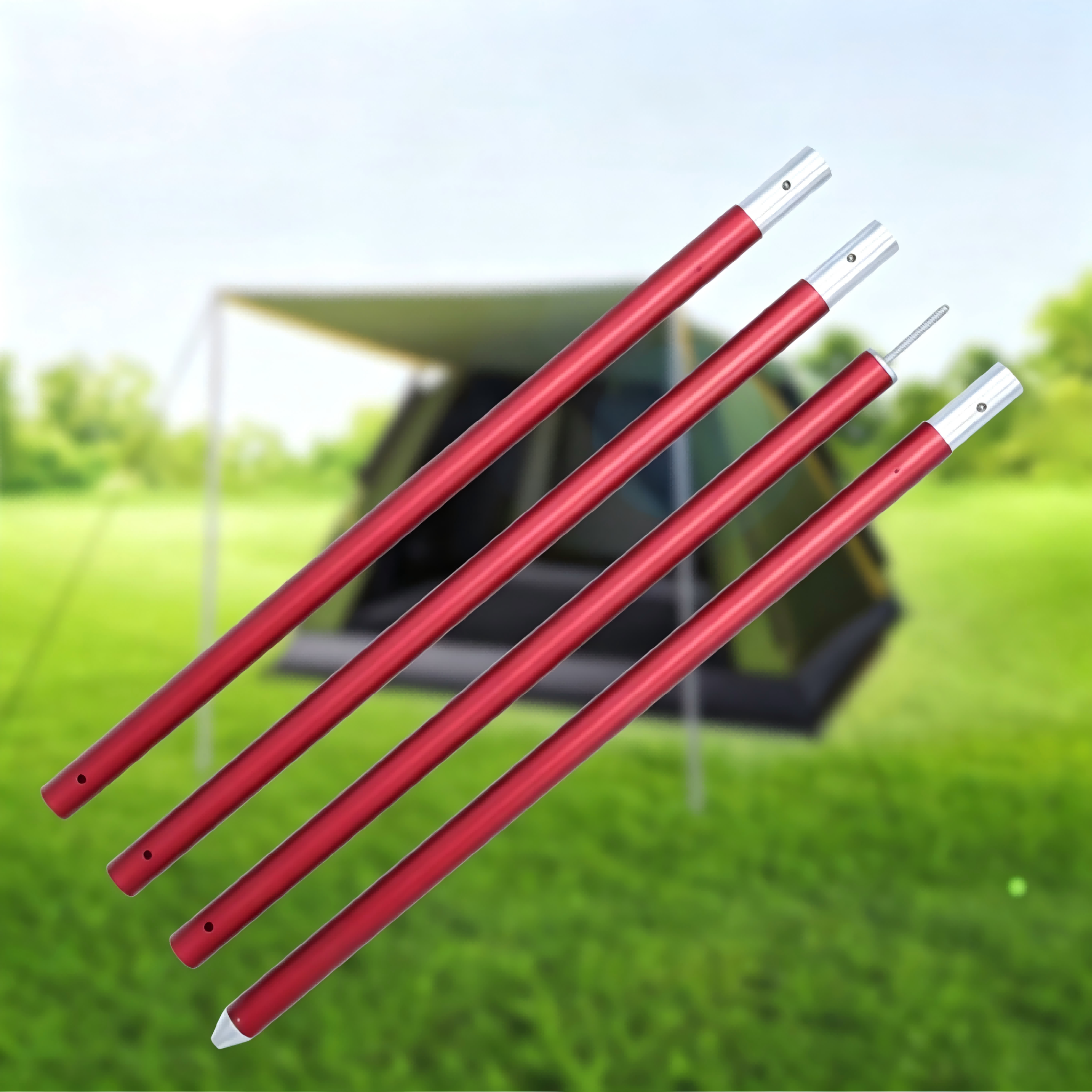 Wine Red Anodized 4-Section Aluminum Canopy Pole