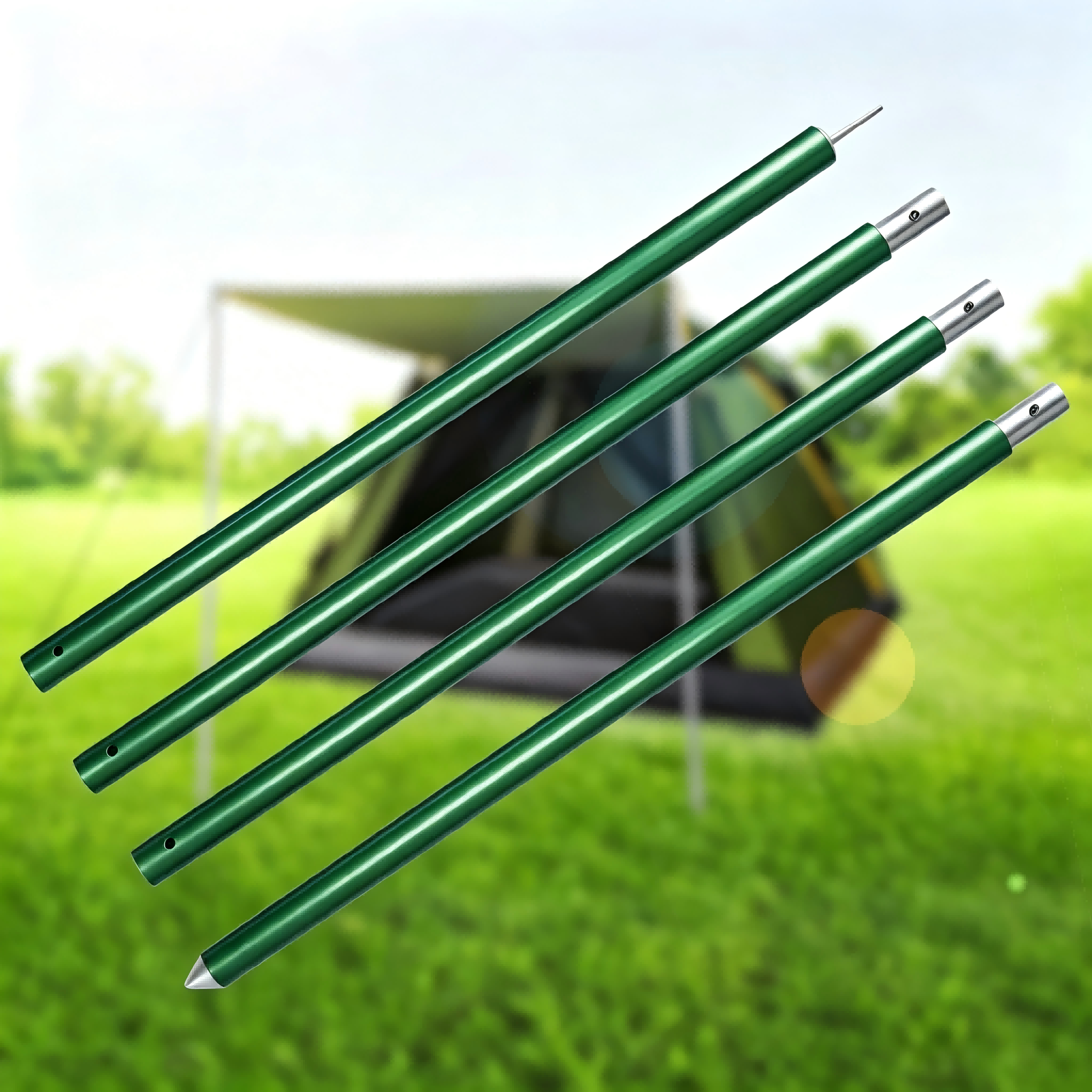 Army Green Anodized 4-Section Aluminum Canopy Pole